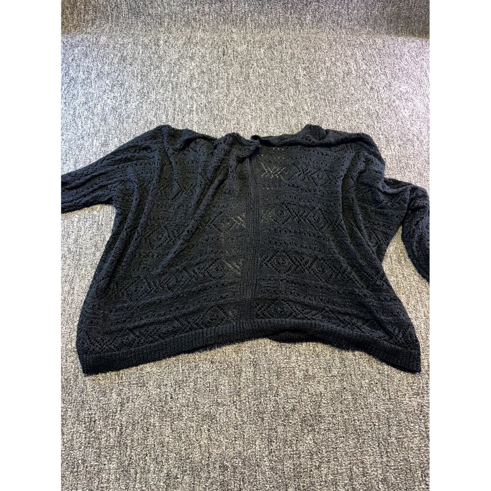 Becool Crochet Knit Cardigan Sweater Womens M/L Black Open Front Relaxed Fit - Picture 12 of 16